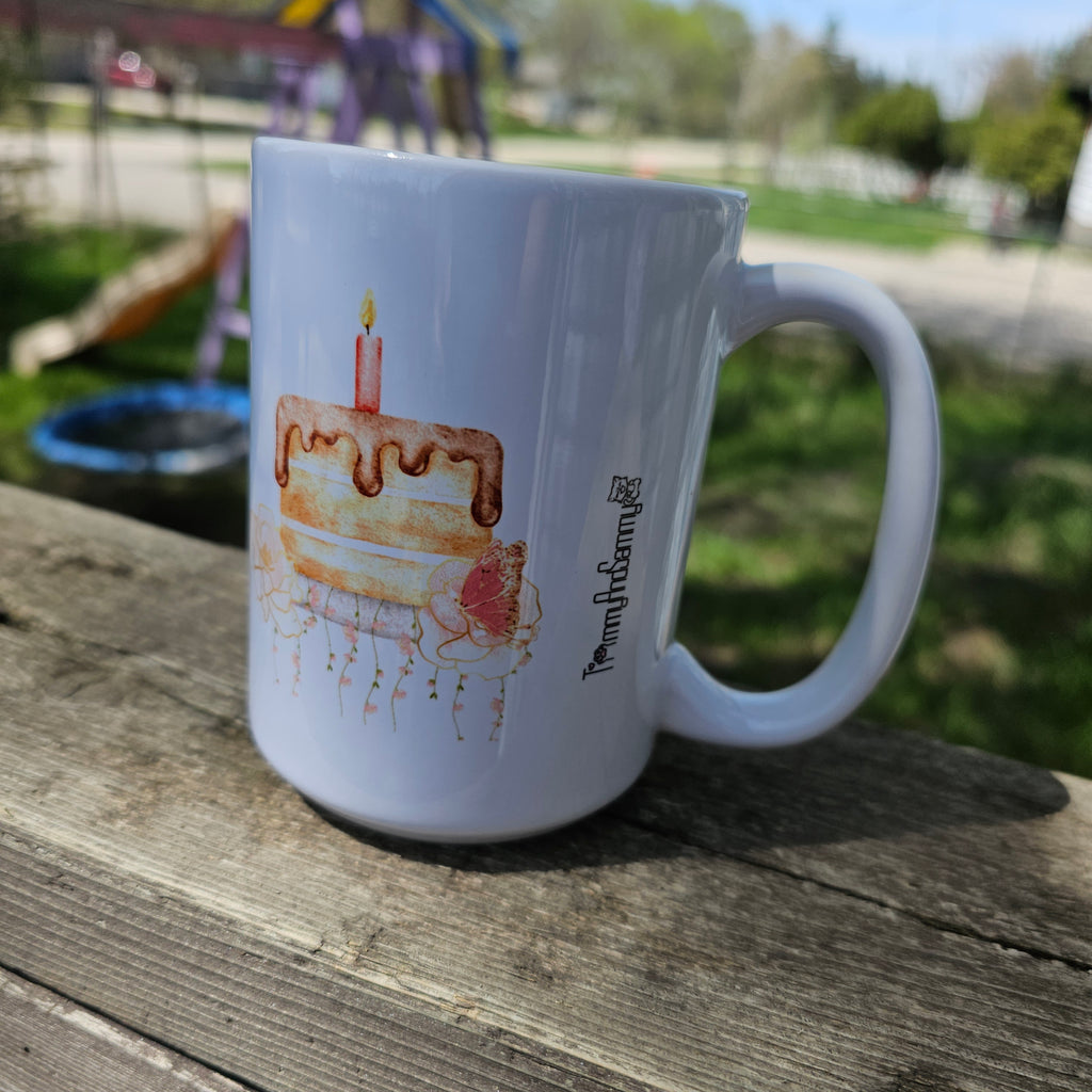 15 Happy Birthday Mug Gold floral(Customization available)