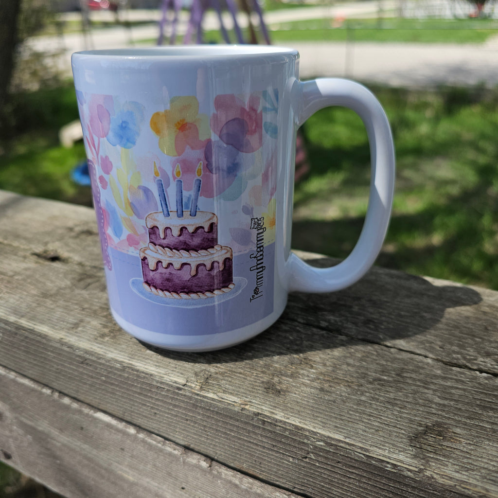 15oz Happy Birthday Mug Coffee Cat(customization available)