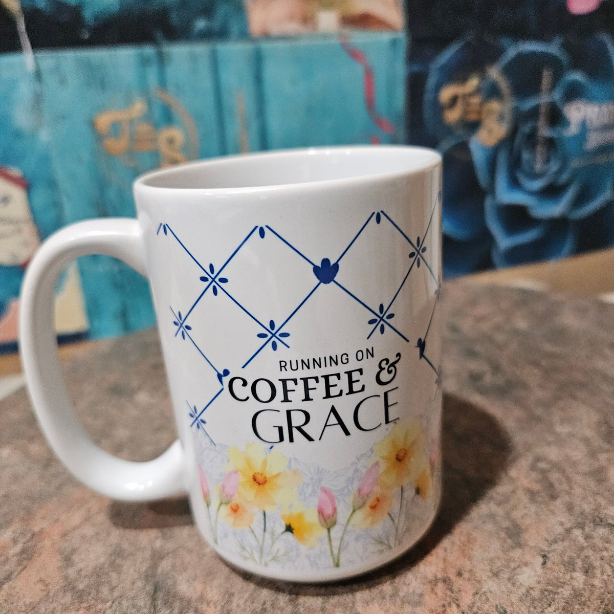 Coffee & Grace | Christian Coffee Cup - Blue