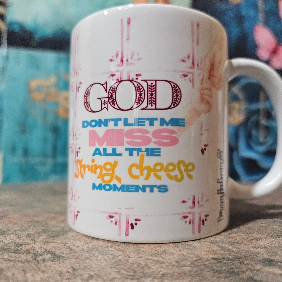 String Cheese | Christian Mom Coffee Mug – Blue