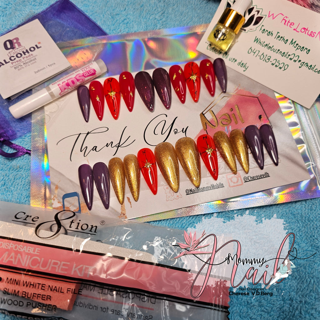 Red Direction Press On Nails  image 0