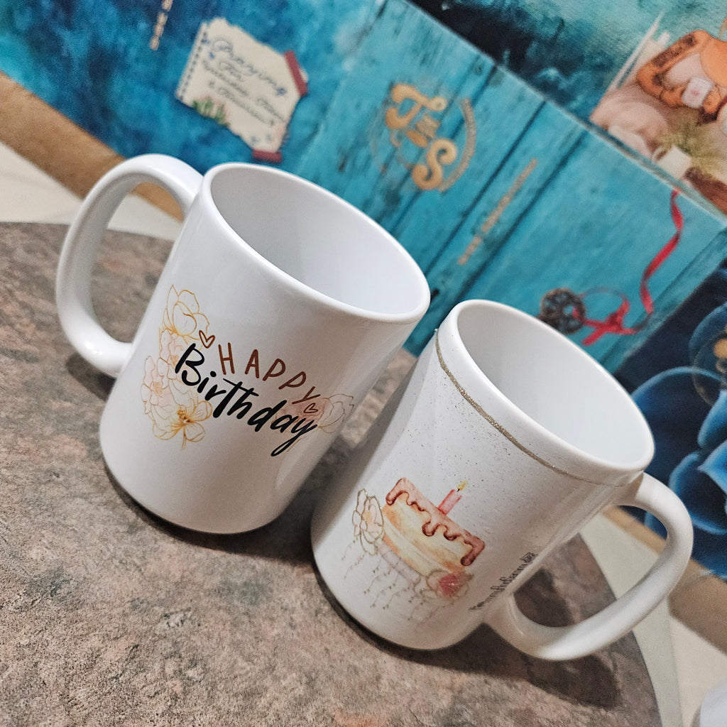15 Happy Birthday Mug Gold floral(Customization available)