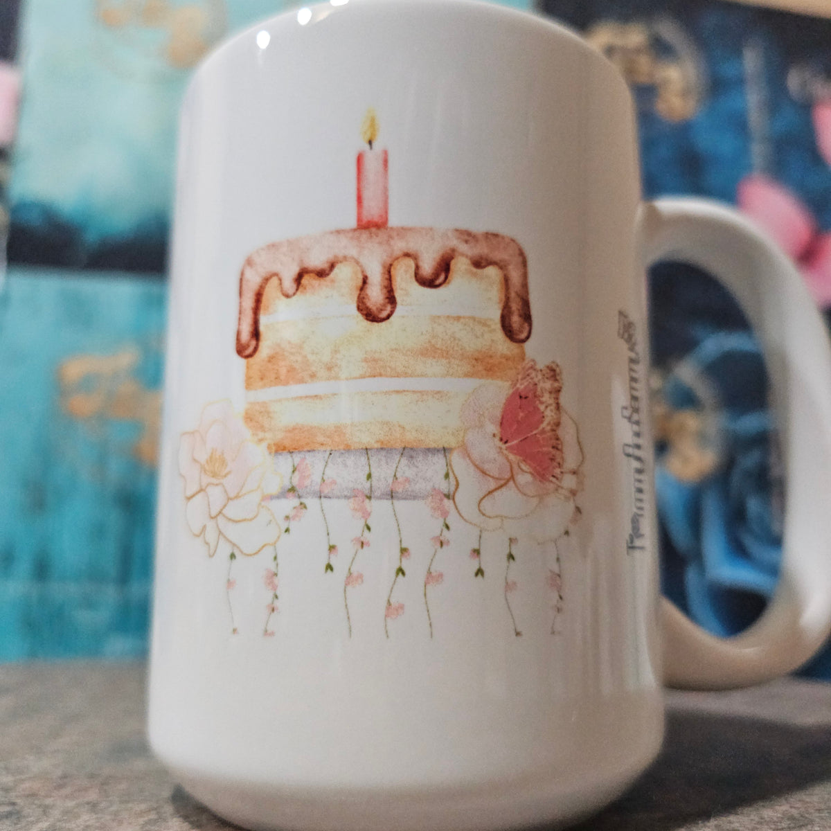 15 Happy Birthday Mug Gold floral(Customization available)