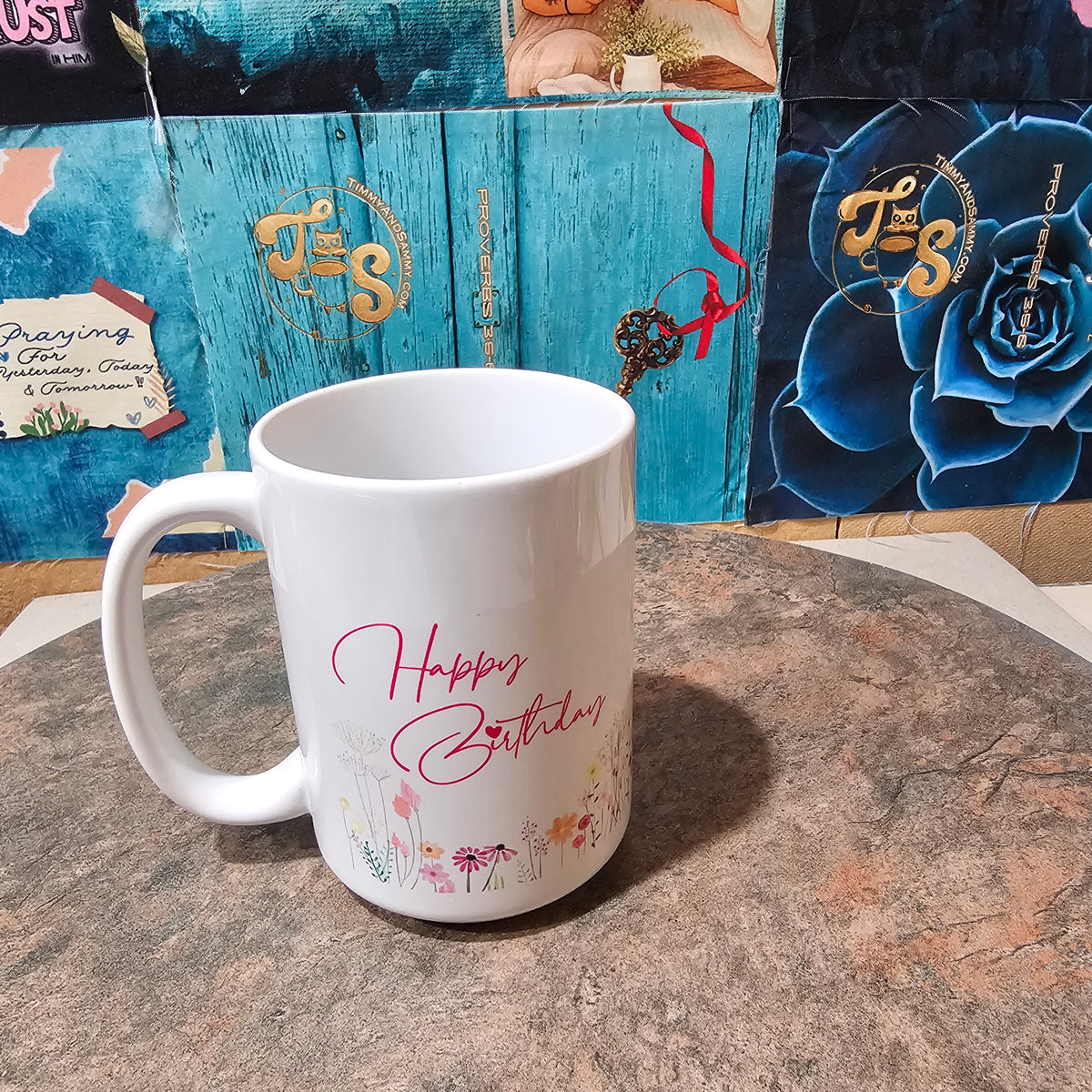 15 Happy Birthday Mug Floral(customization available)
