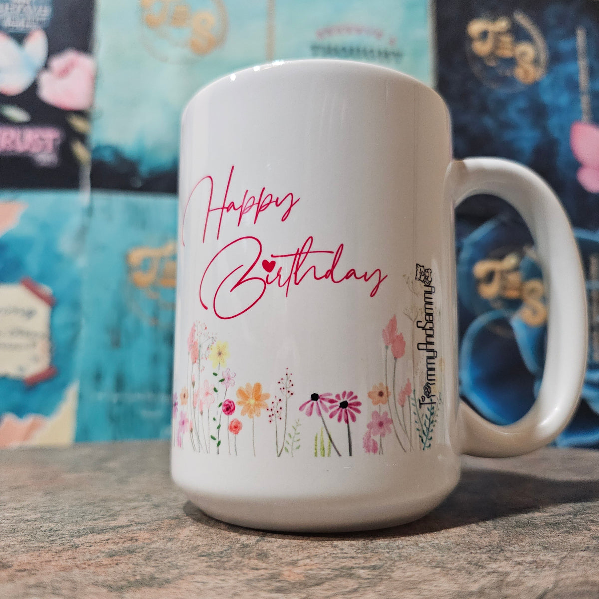 15 Happy Birthday Mug Floral(customization available)