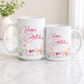 15 Happy Birthday Mug Floral(customization available)