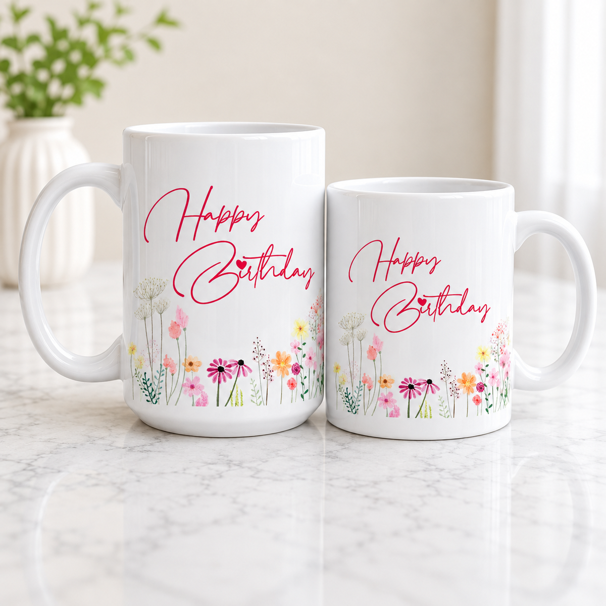 15 Happy Birthday Mug Floral(customization available)