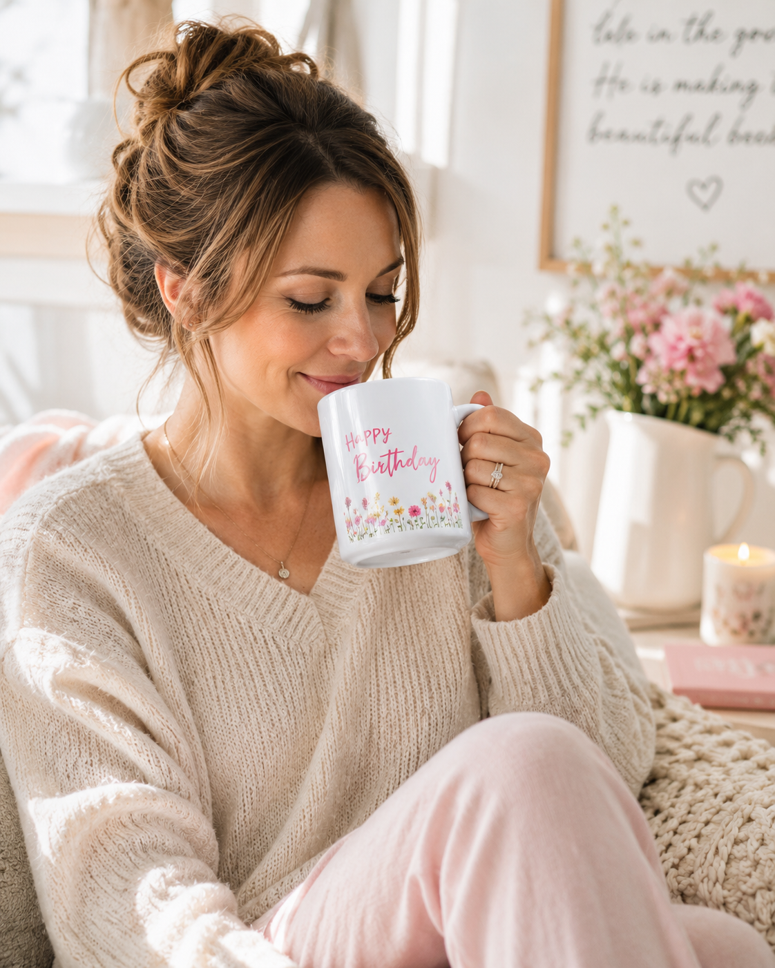 15 Happy Birthday Mug Floral(customization available)