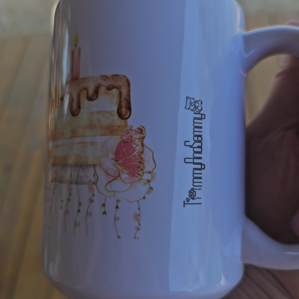15 Happy Birthday Mug Gold floral(Customization available)