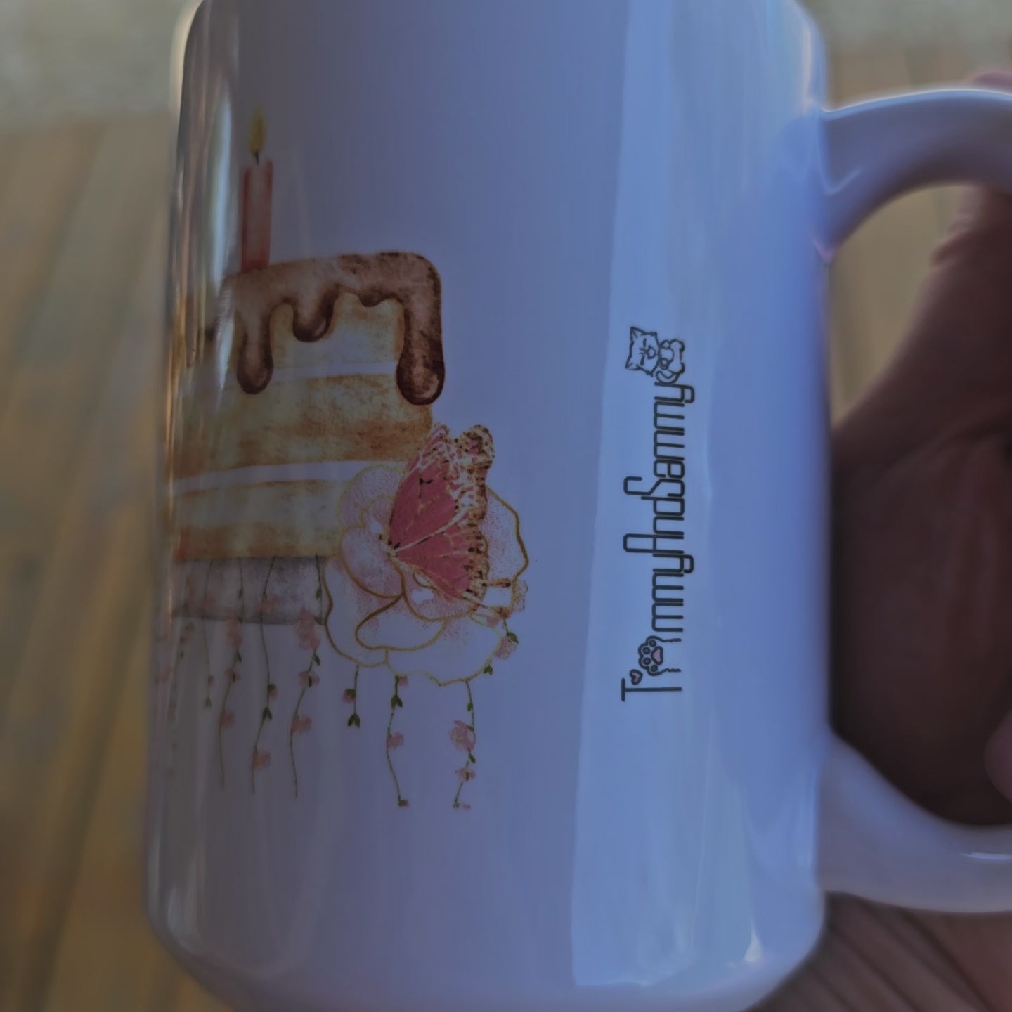 15 Happy Birthday Mug Gold floral(Customization available)
